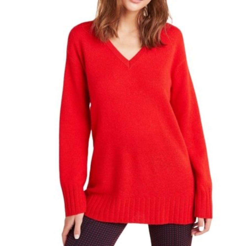 Anthropologie Cashmere Collection V Neck Sweater Size Small Tunic Knit Comfy